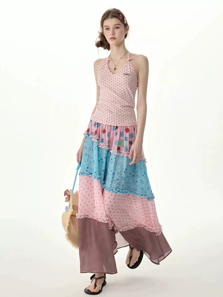 Twin Bow Polka Dot Halter Top