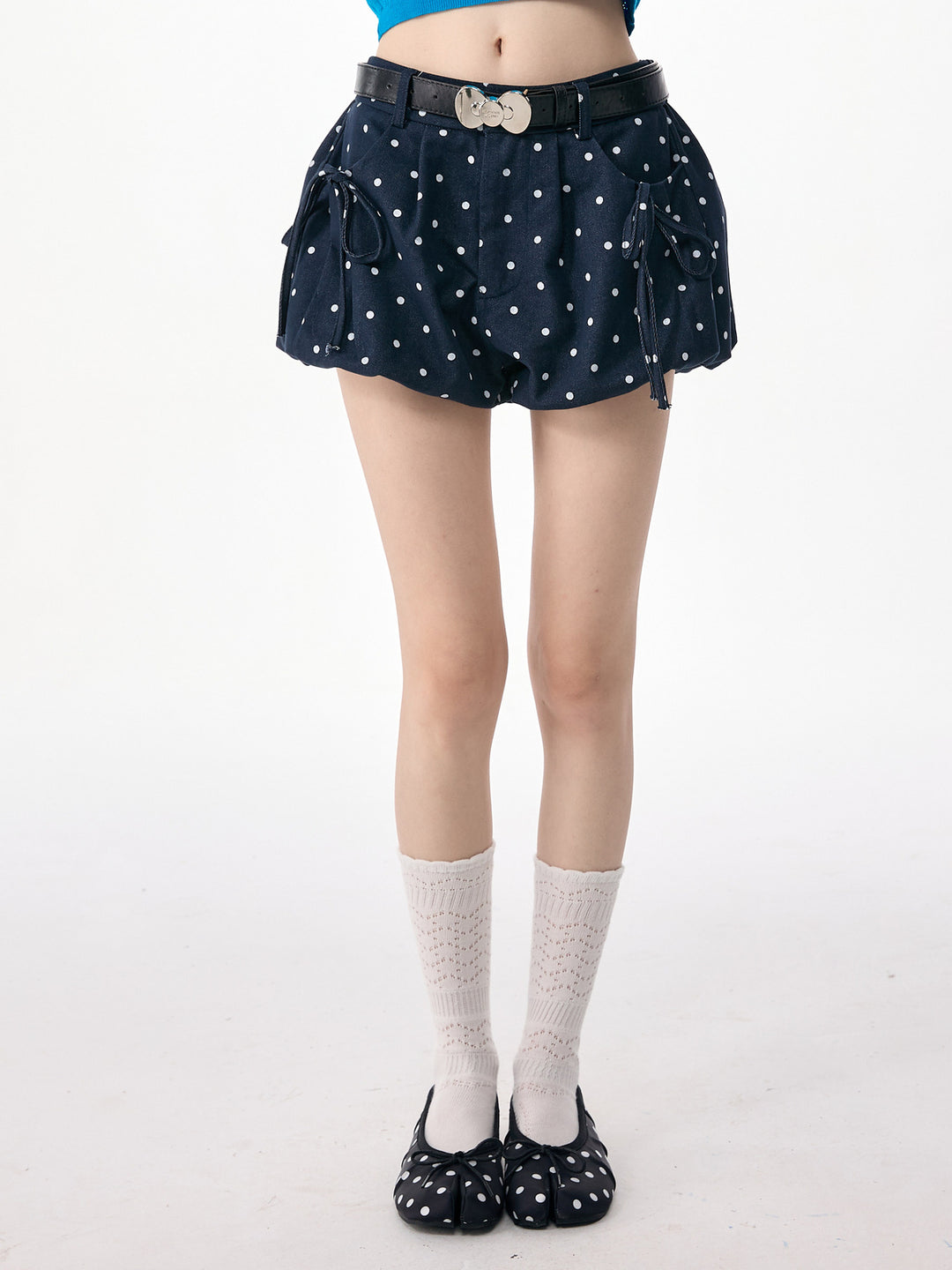 Polka Dot Bubble Pocket Shorts
