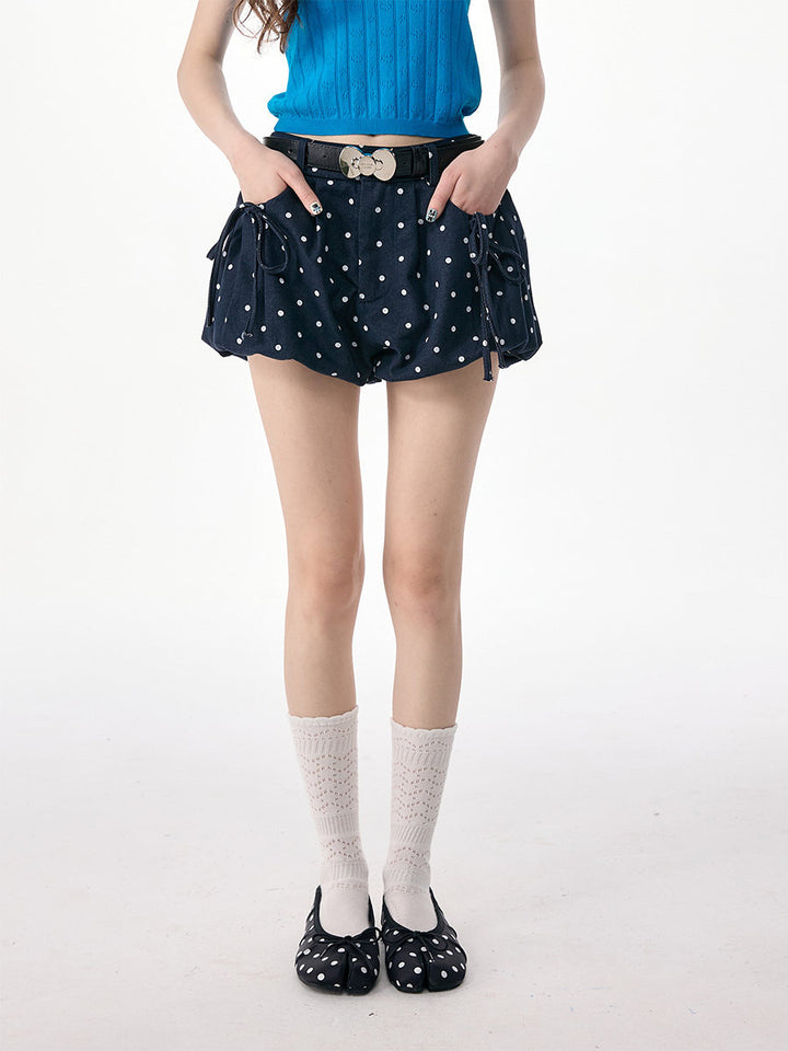 Polka Dot Bubble Pocket Shorts