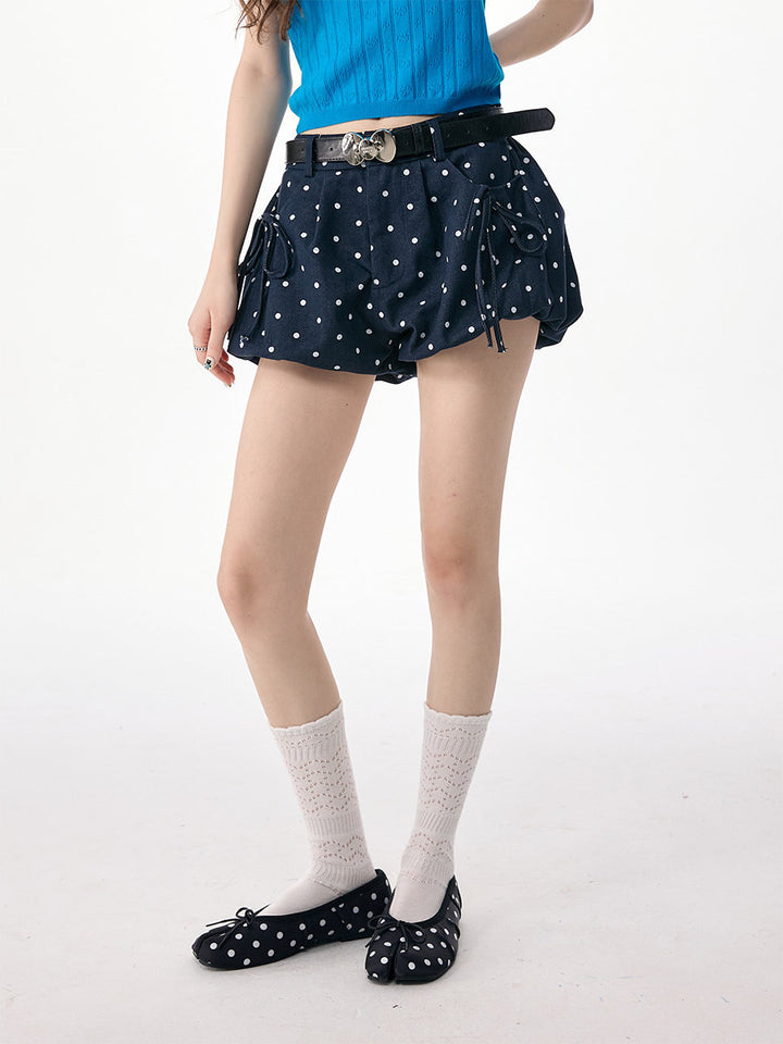 Polka Dot Bubble Pocket Shorts