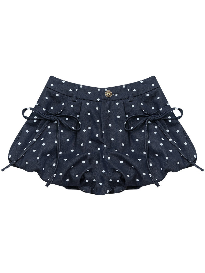 Polka Dot Bubble Pocket Shorts