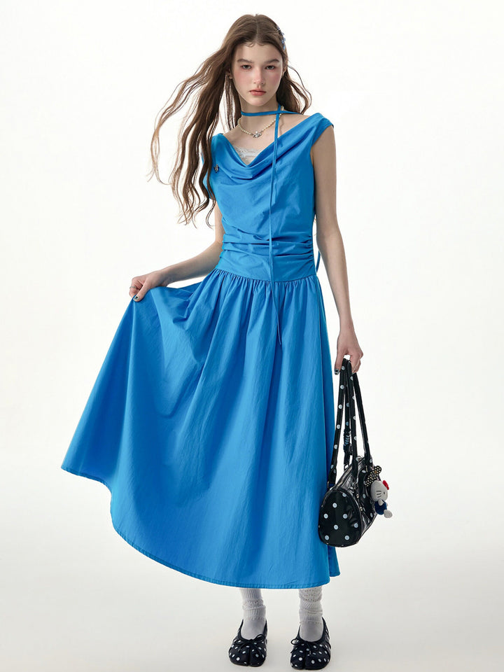 Cobalt Cowl Neck Maxi Dress