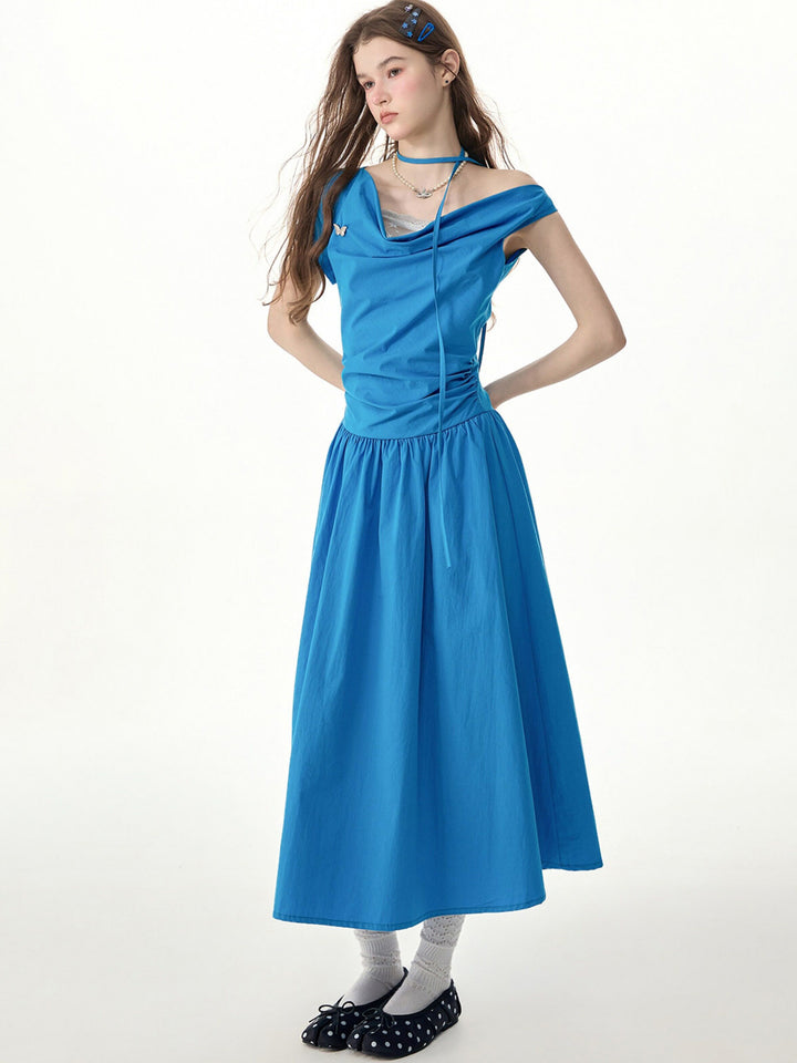 Cobalt Cowl Neck Maxi Dress
