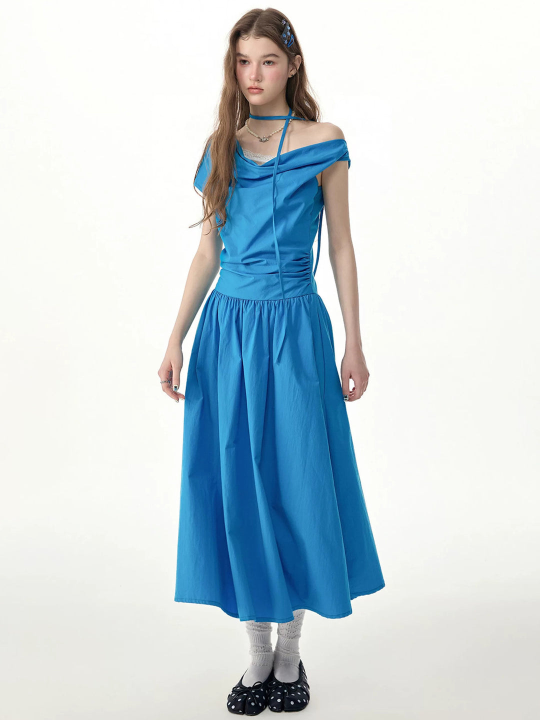 Cobalt Cowl Neck Maxi Dress