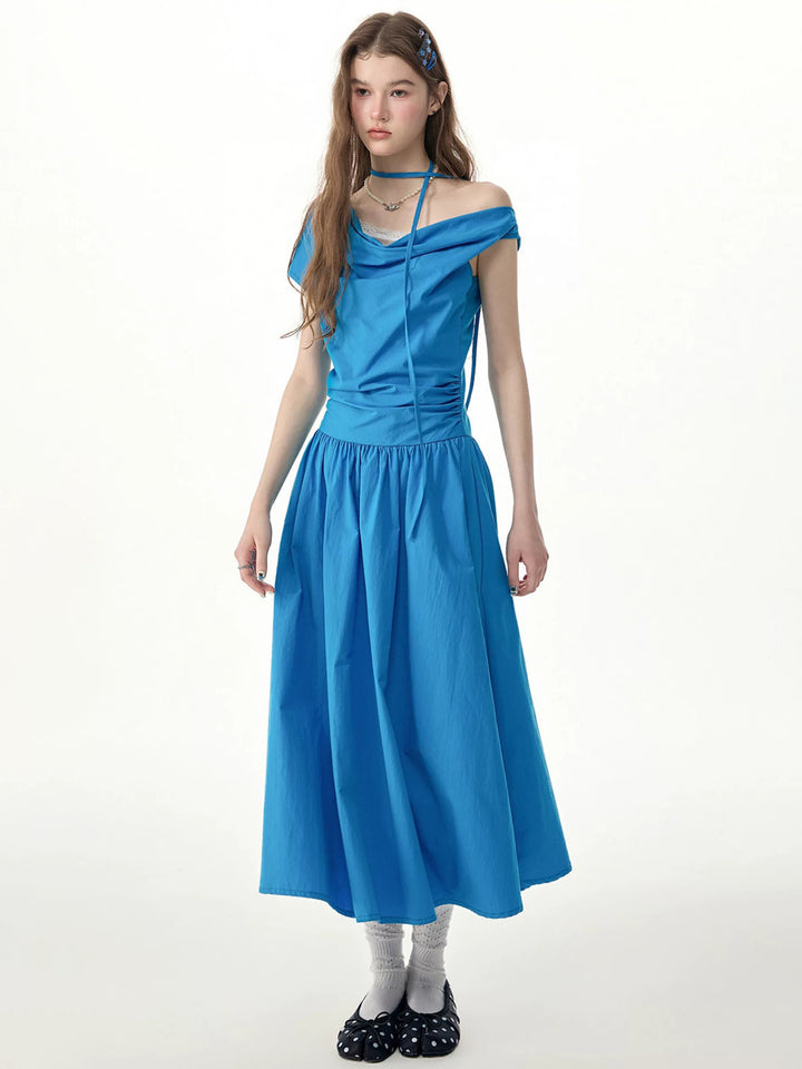 Cobalt Cowl Neck Maxi Dress