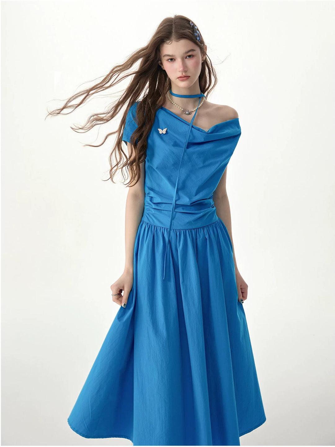 Cobalt Cowl Neck Maxi Dress