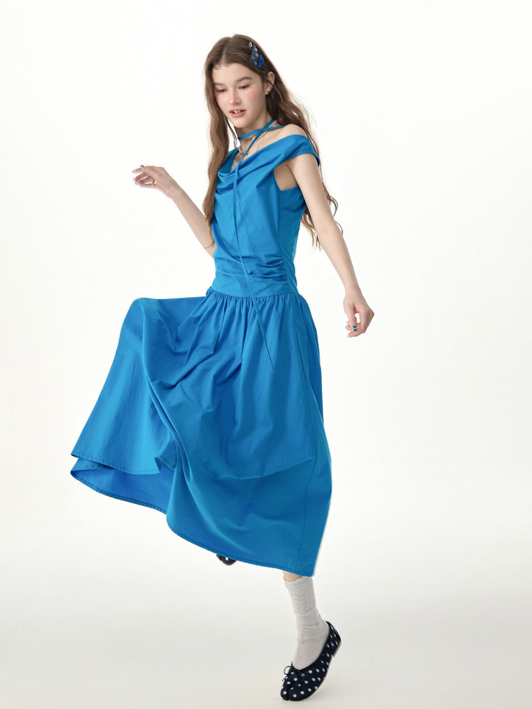 Cobalt Cowl Neck Maxi Dress