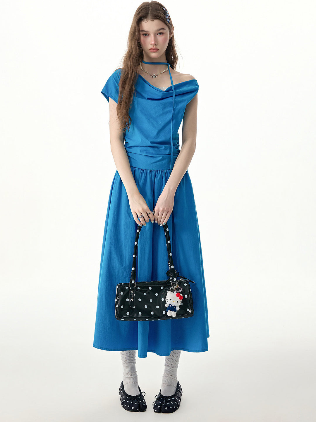 Cobalt Cowl Neck Maxi Dress