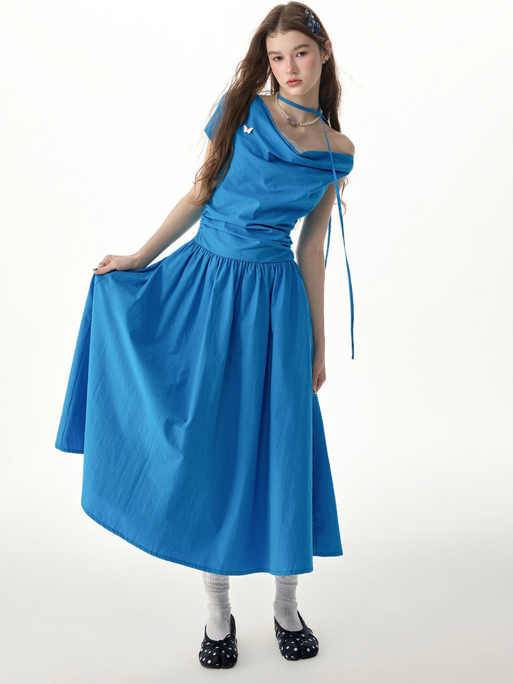 Cobalt Cowl Neck Maxi Dress