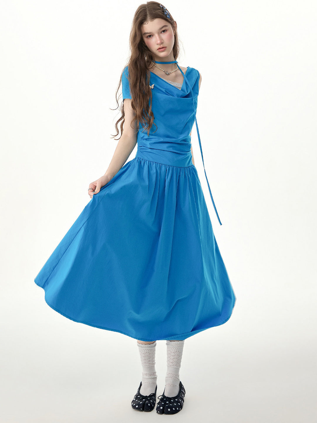 Cobalt Cowl Neck Maxi Dress