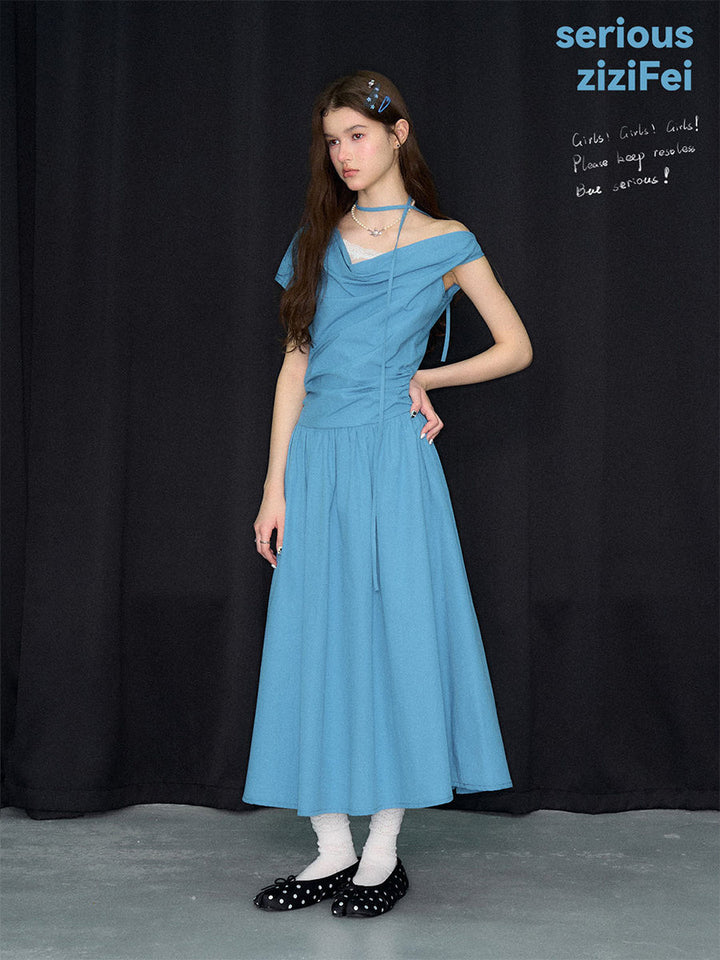 Cobalt Cowl Neck Maxi Dress