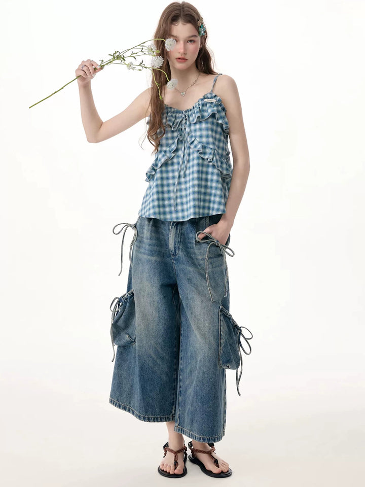 Coquette Plaid Ruffle Cami Top