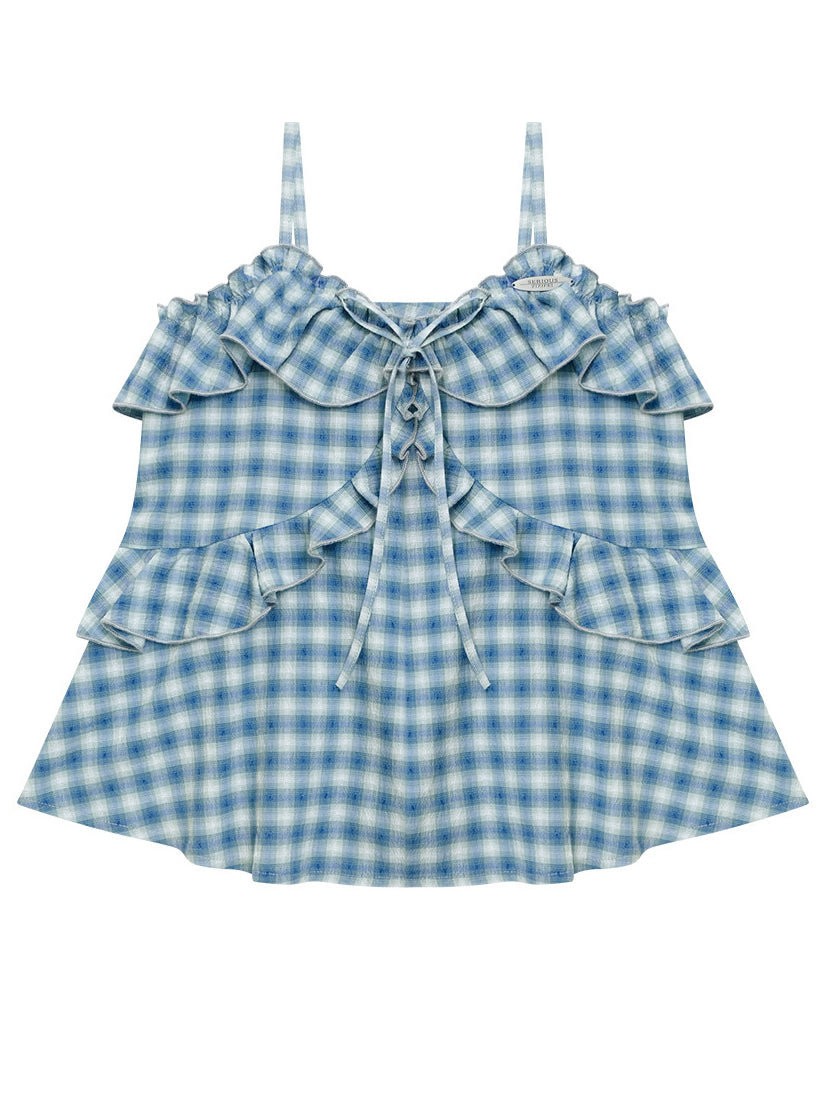Coquette Plaid Ruffle Cami Top