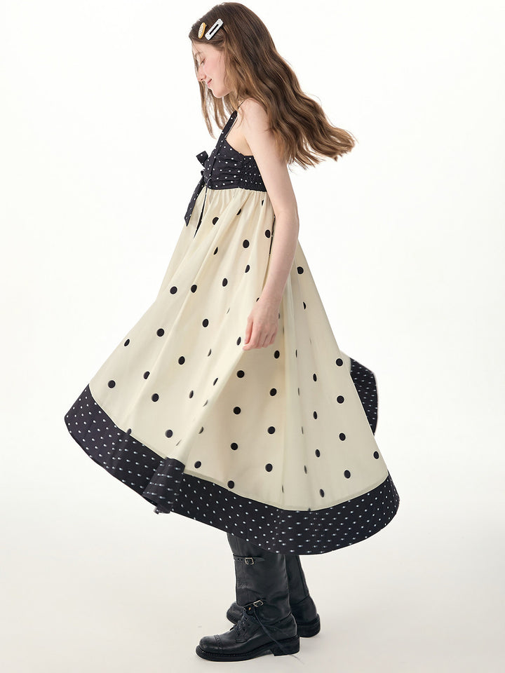 Polka Dot Bow High-Low Cami Dress