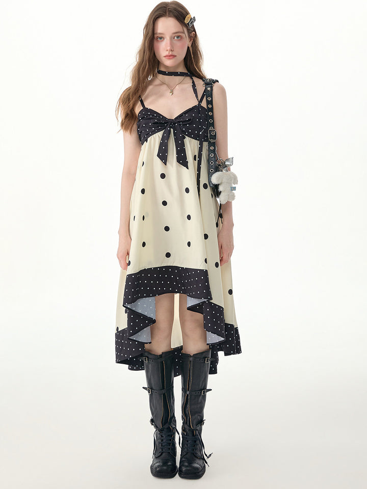 Polka Dot Bow High-Low Cami Dress