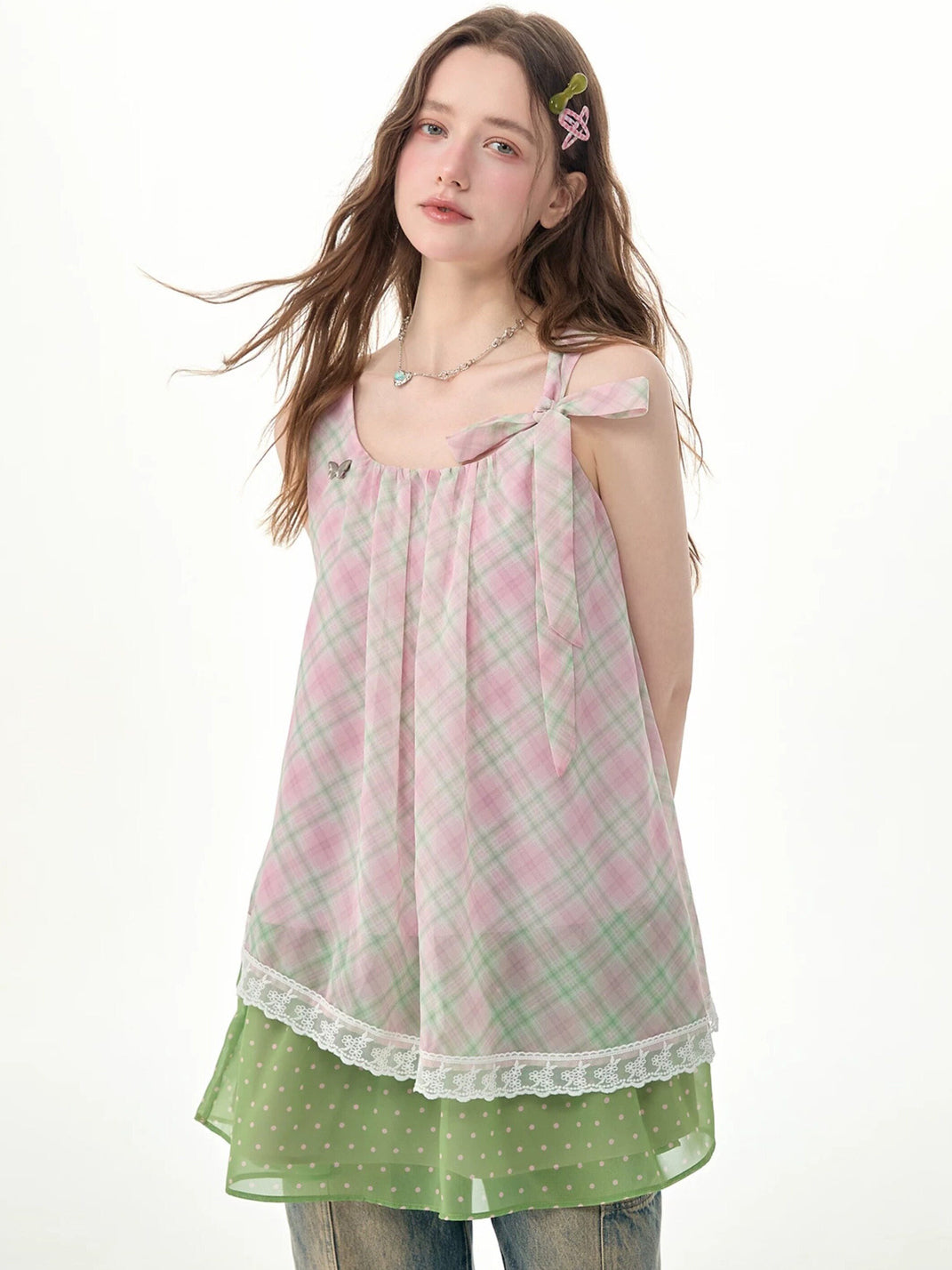 Coquette Plaid Layered Mini Dress