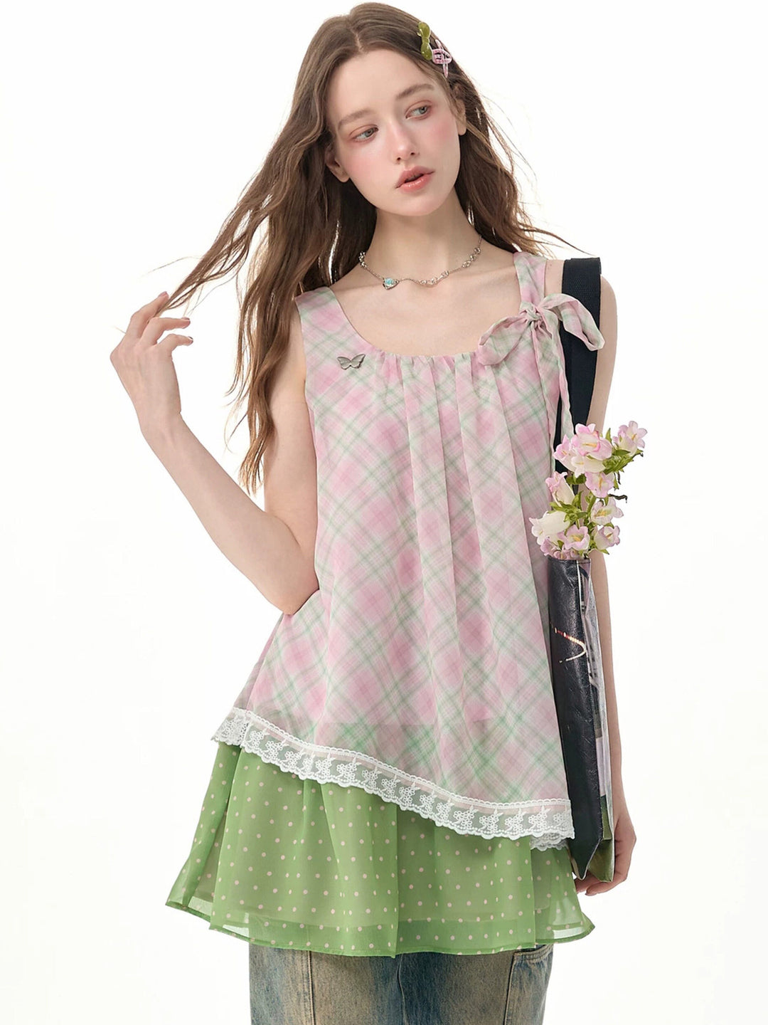 Coquette Plaid Layered Mini Dress