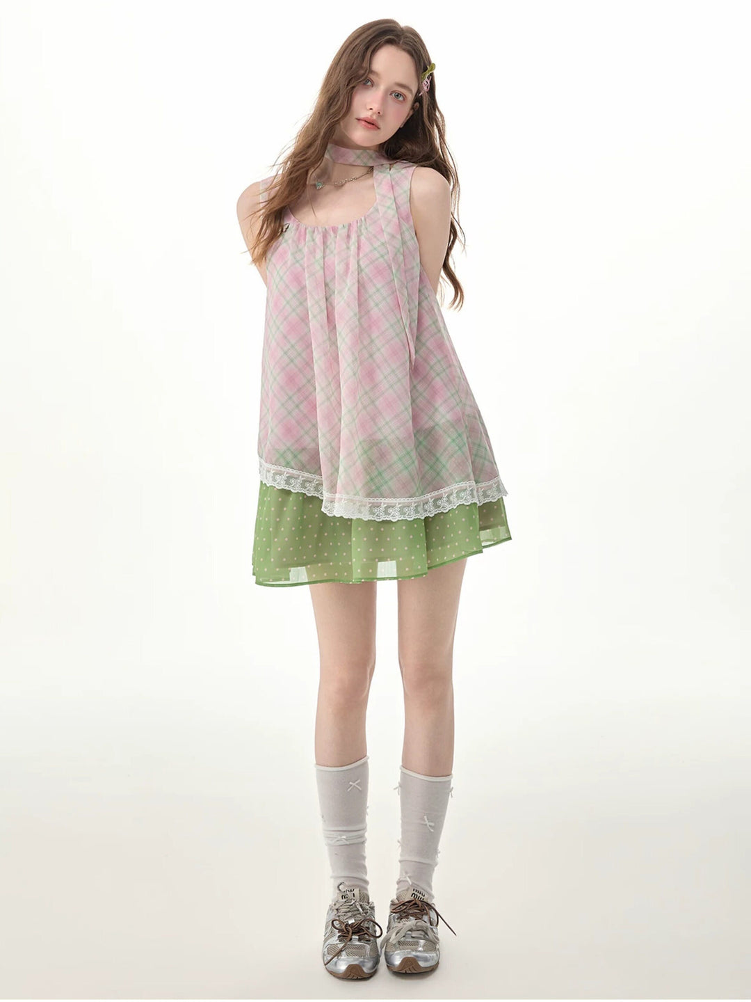 Coquette Plaid Layered Mini Dress