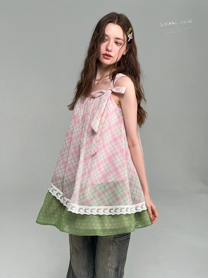 Coquette Plaid Layered Mini Dress