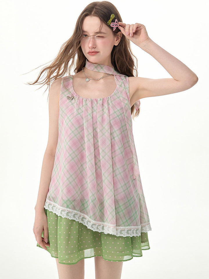 Coquette Plaid Layered Mini Dress