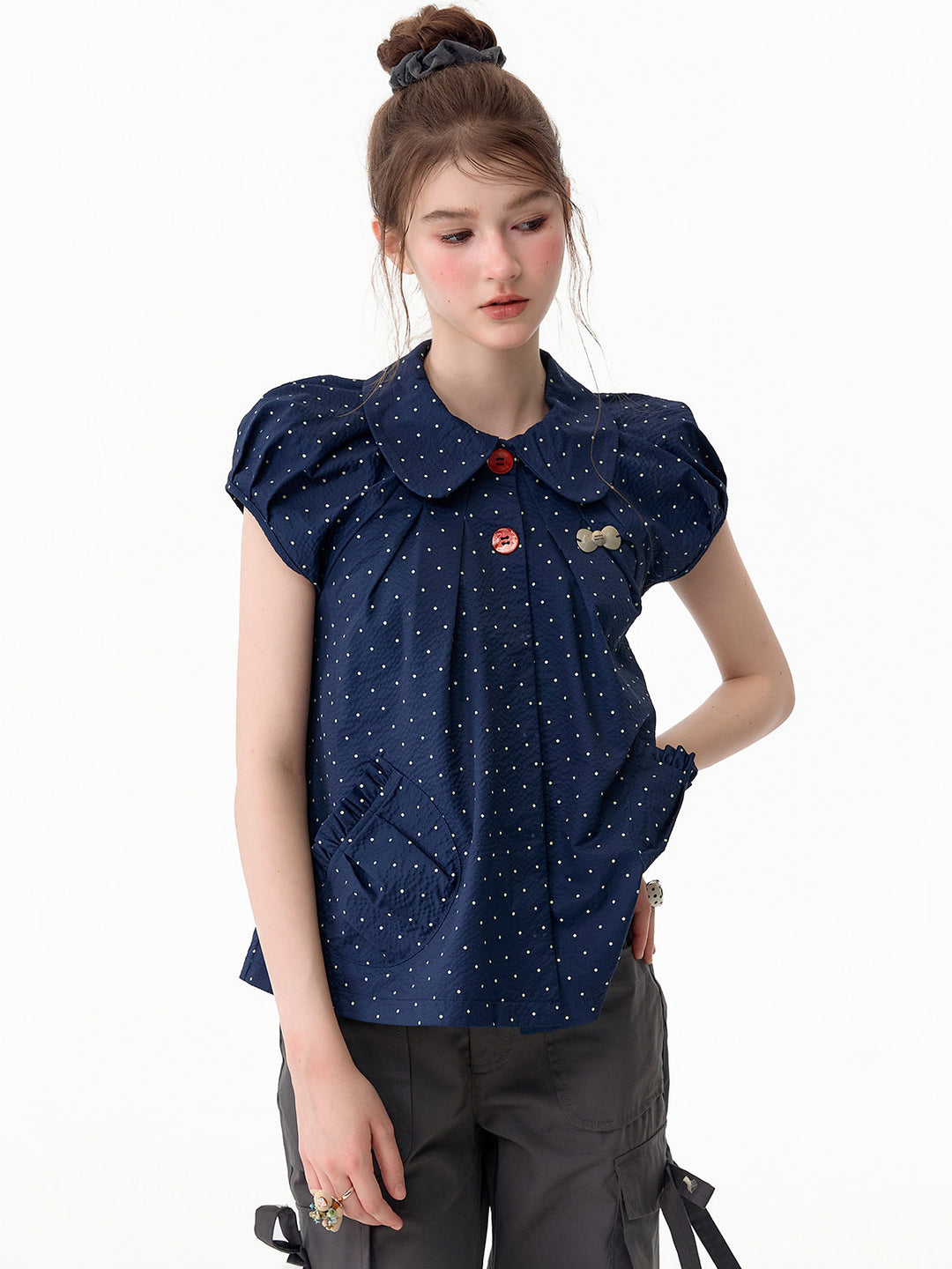 Polka Dot Peter Pan Collar Blouse
