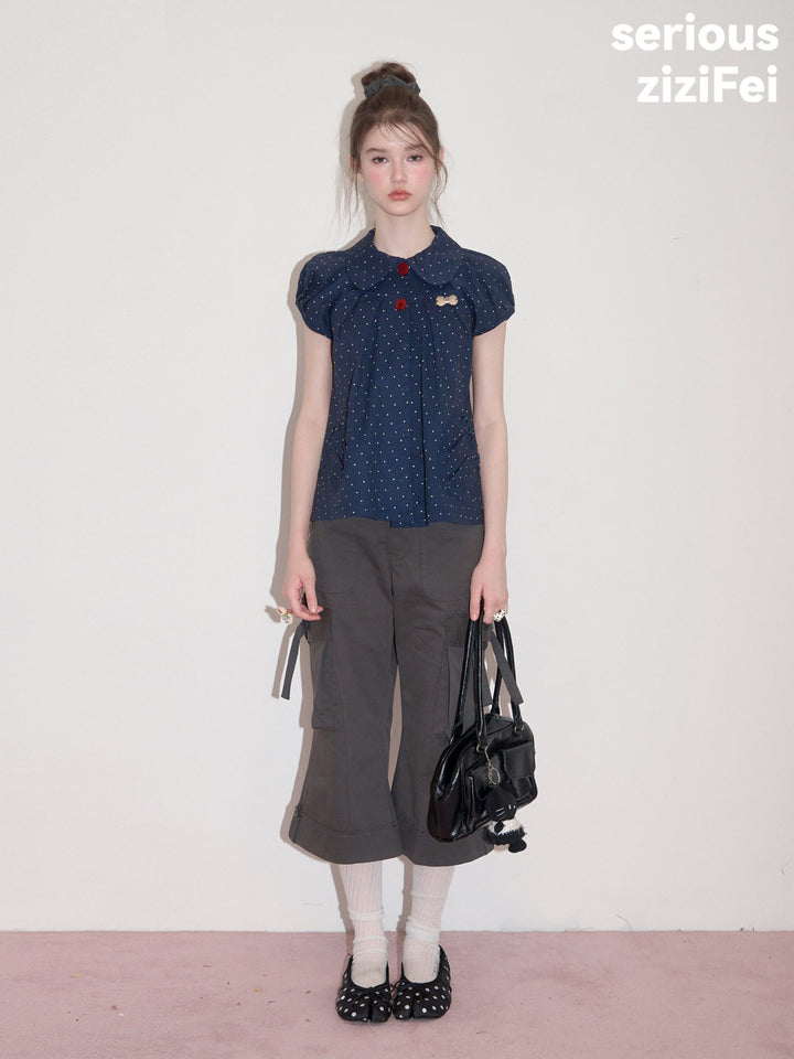 Polka Dot Peter Pan Collar Blouse