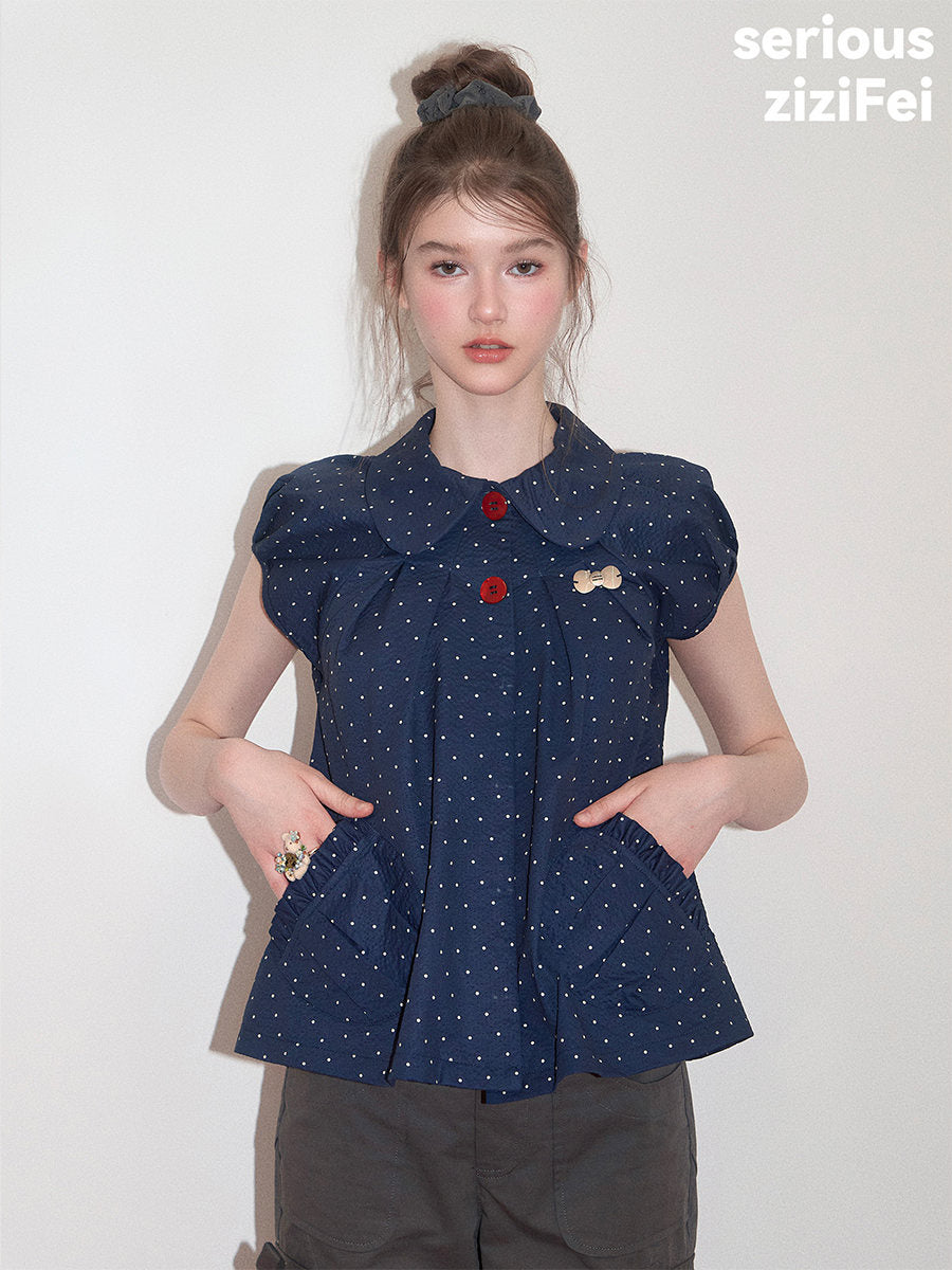 Polka Dot Peter Pan Collar Blouse