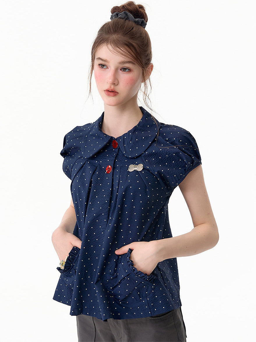 Polka Dot Peter Pan Collar Blouse