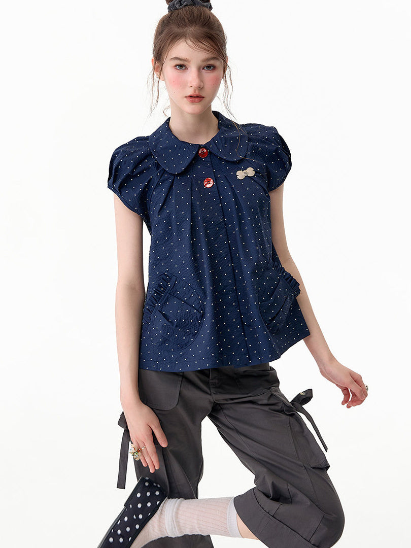 Polka Dot Peter Pan Collar Blouse