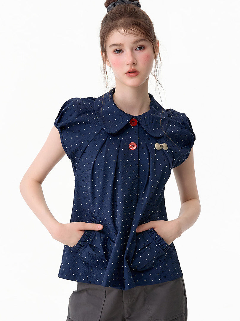 Polka Dot Peter Pan Collar Blouse
