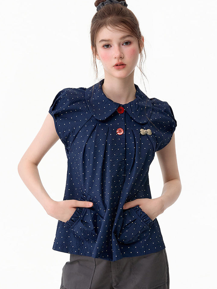 Polka Dot Peter Pan Collar Blouse