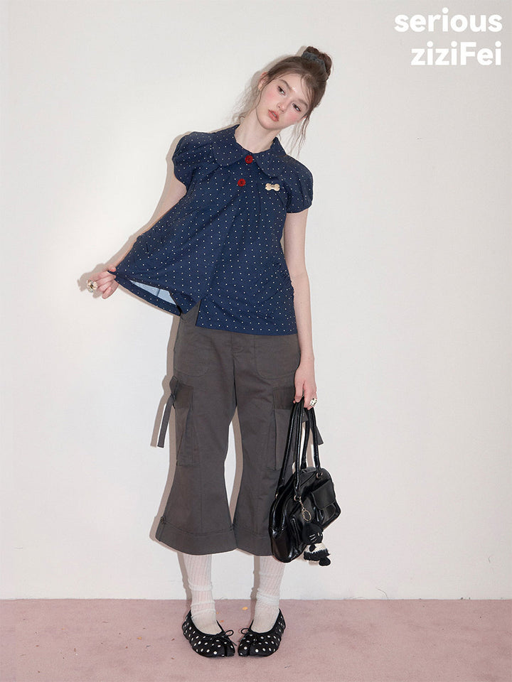 Polka Dot Peter Pan Collar Blouse