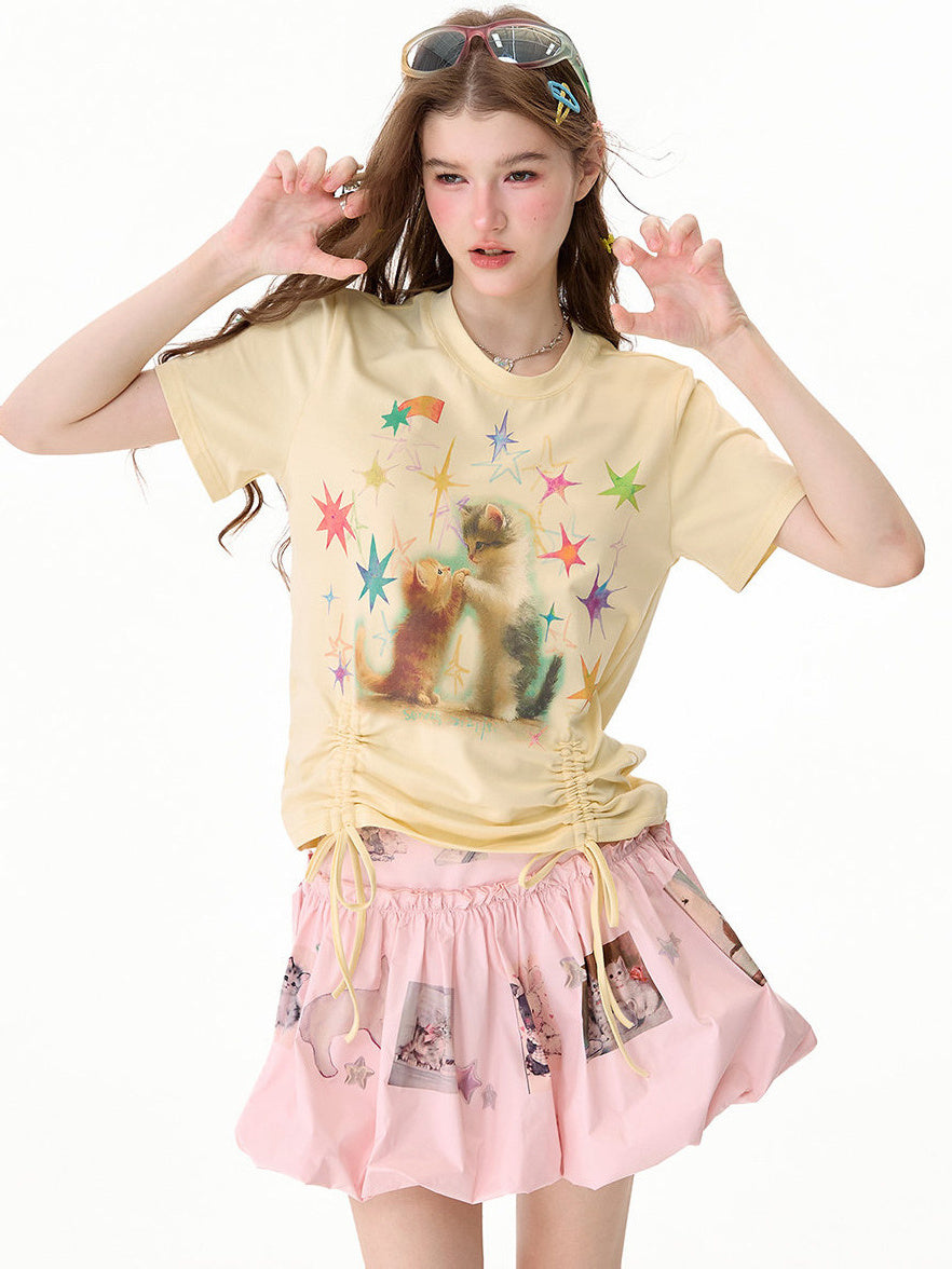 Starry Kitten Drawstring T-Shirt