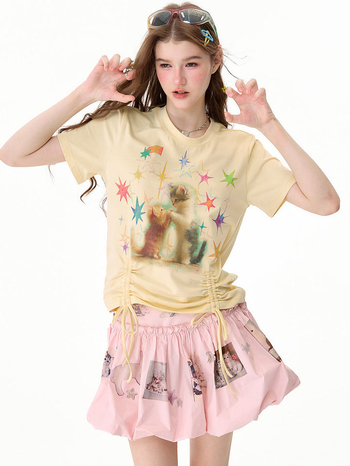 Starry Kitten Drawstring T-Shirt