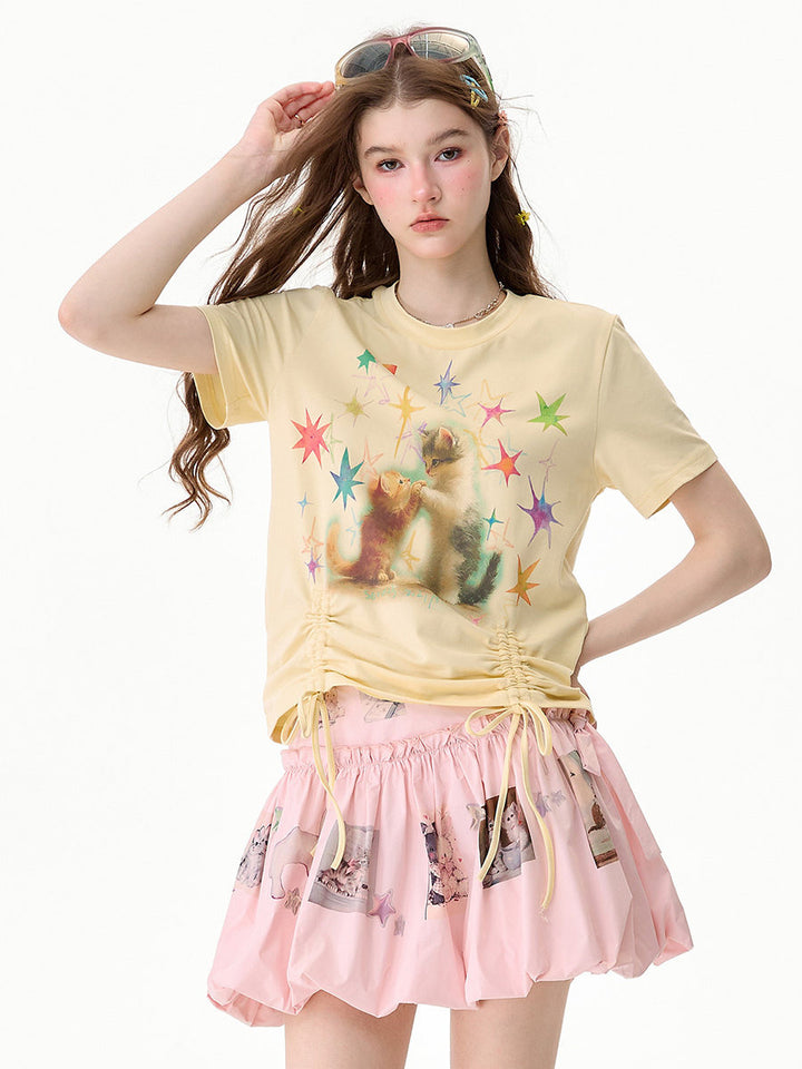 Starry Kitten Drawstring T-Shirt