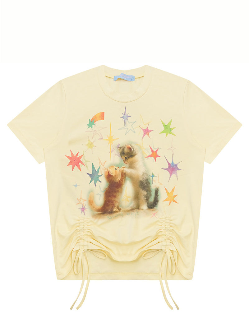 Starry Kitten Drawstring T-Shirt