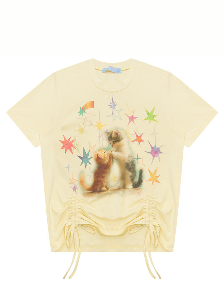 Starry Kitten Drawstring T-Shirt