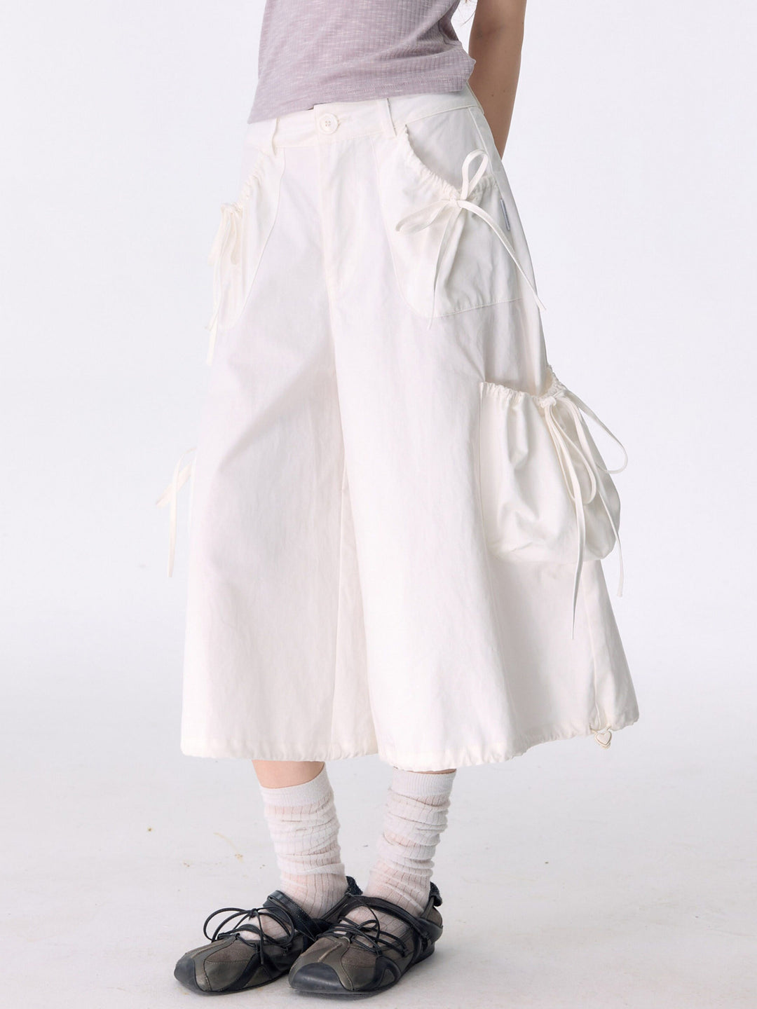 Ruched Pocket Wide Leg Cargo Pants