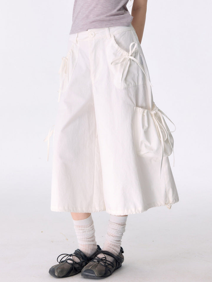 Ruched Pocket Wide Leg Cargo Pants