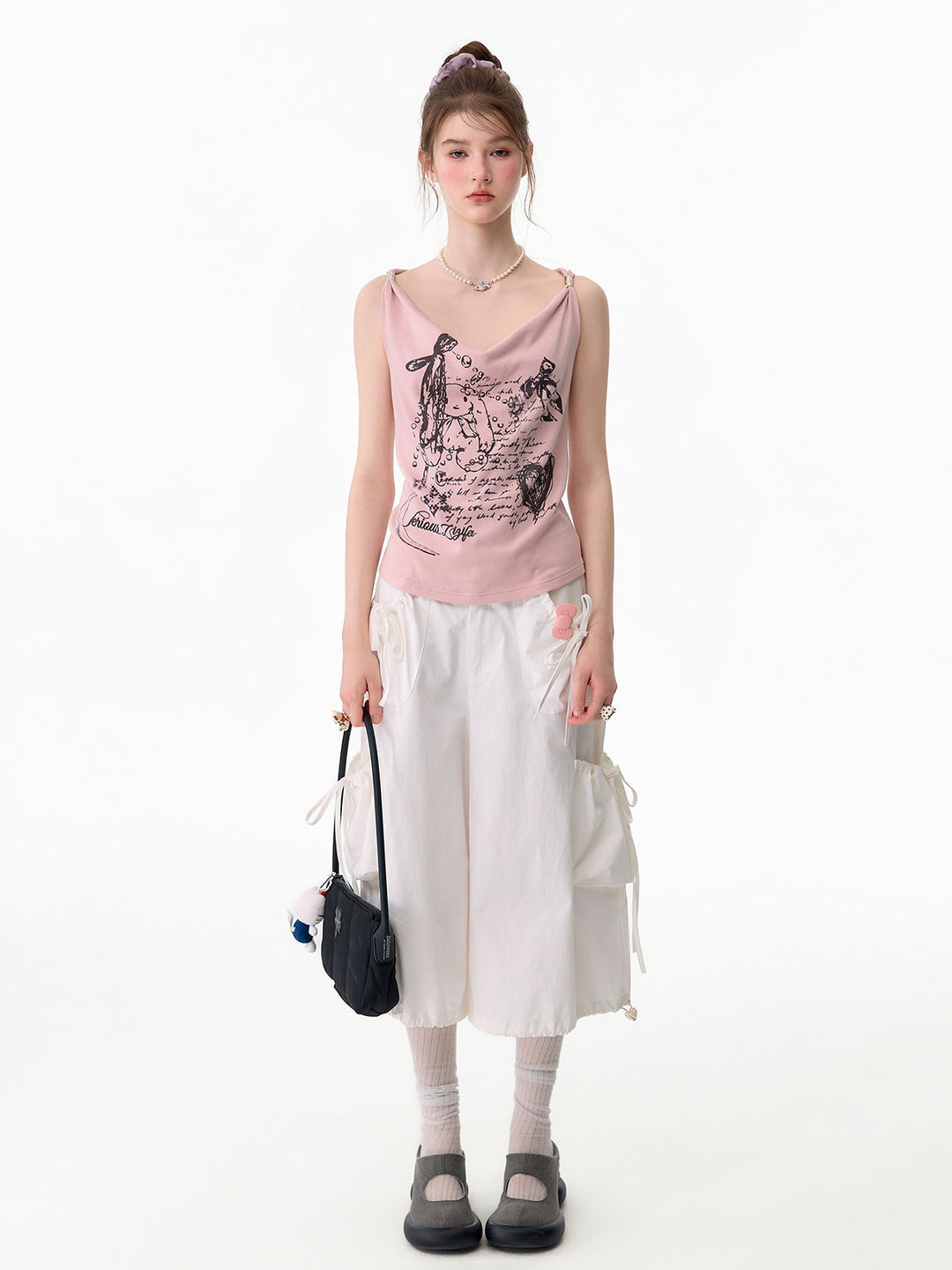 Ruched Pocket Wide Leg Cargo Pants