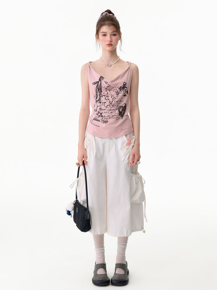 Ruched Pocket Wide Leg Cargo Pants