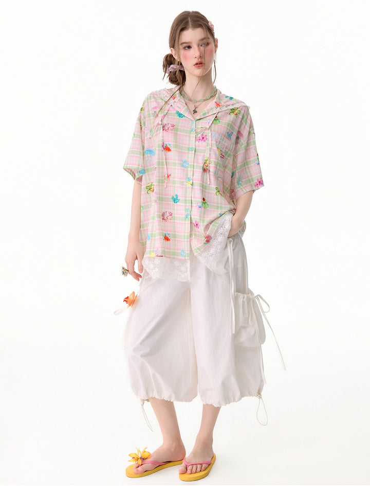Ruched Pocket Wide Leg Cargo Pants