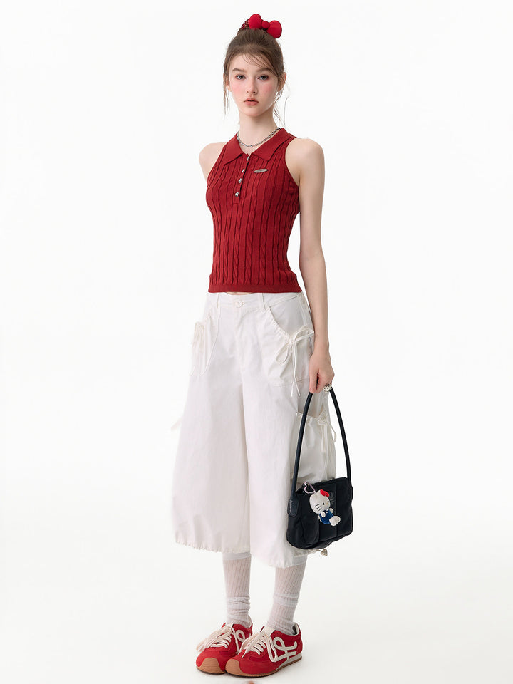 Ruched Pocket Wide Leg Cargo Pants