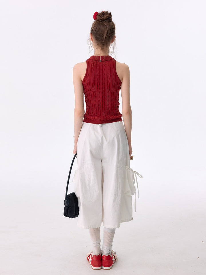 Ruched Pocket Wide Leg Cargo Pants