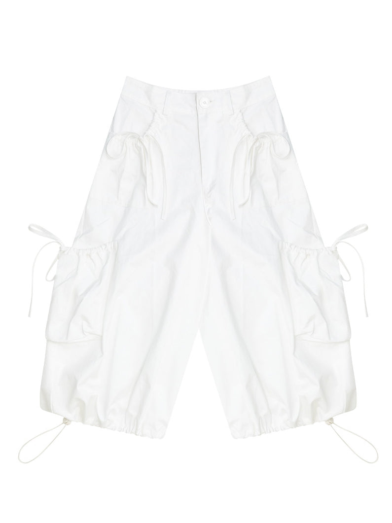 Ruched Pocket Wide Leg Cargo Pants
