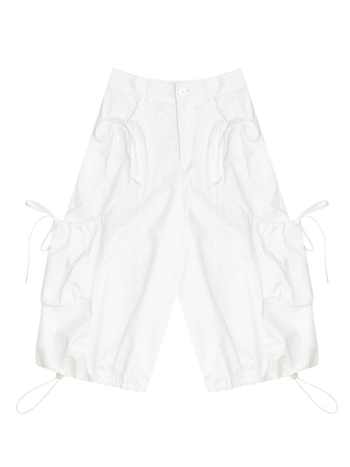 Ruched Pocket Wide Leg Cargo Pants