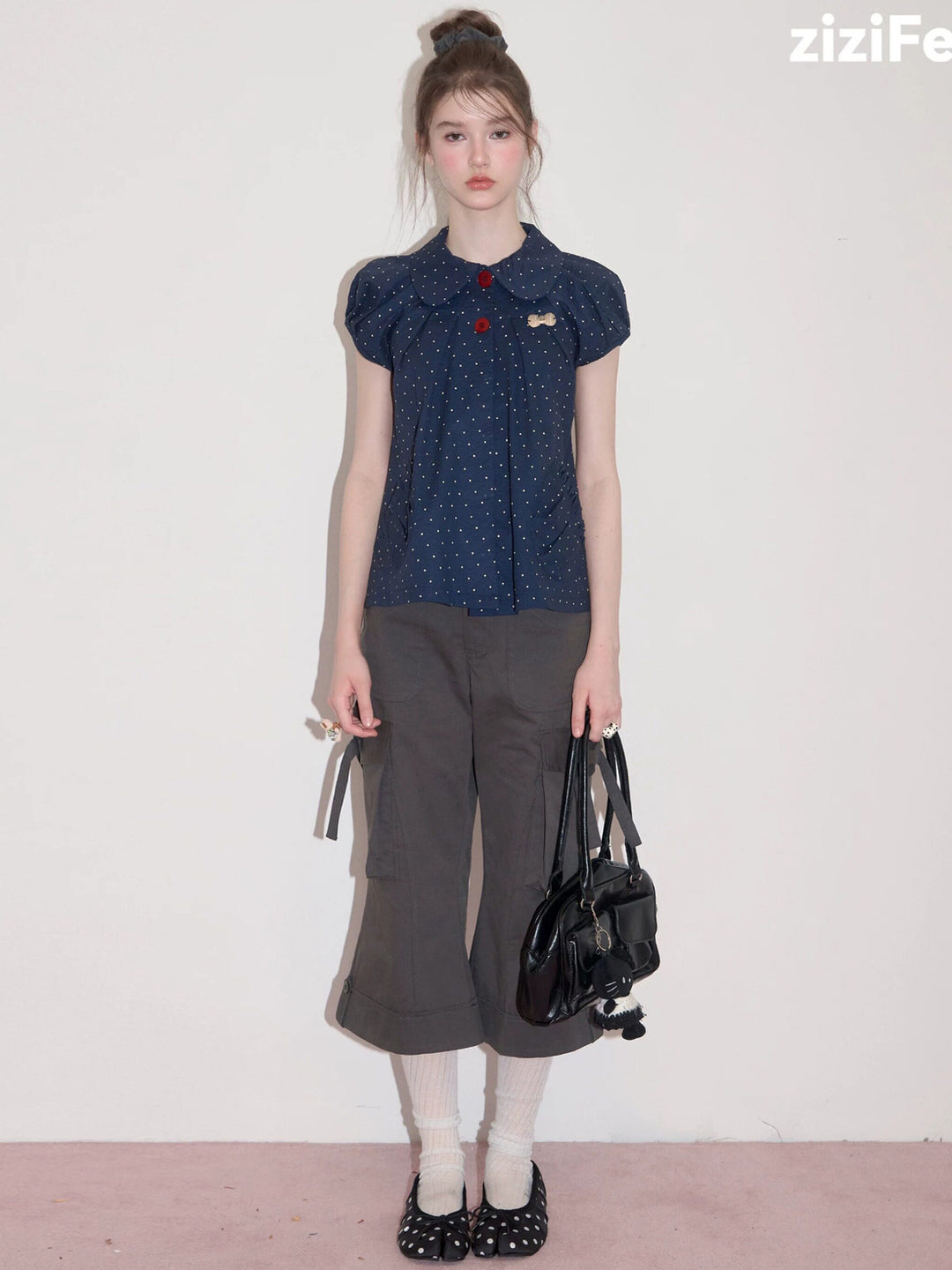 Side-Tie Cropped Flare Cargo Pants