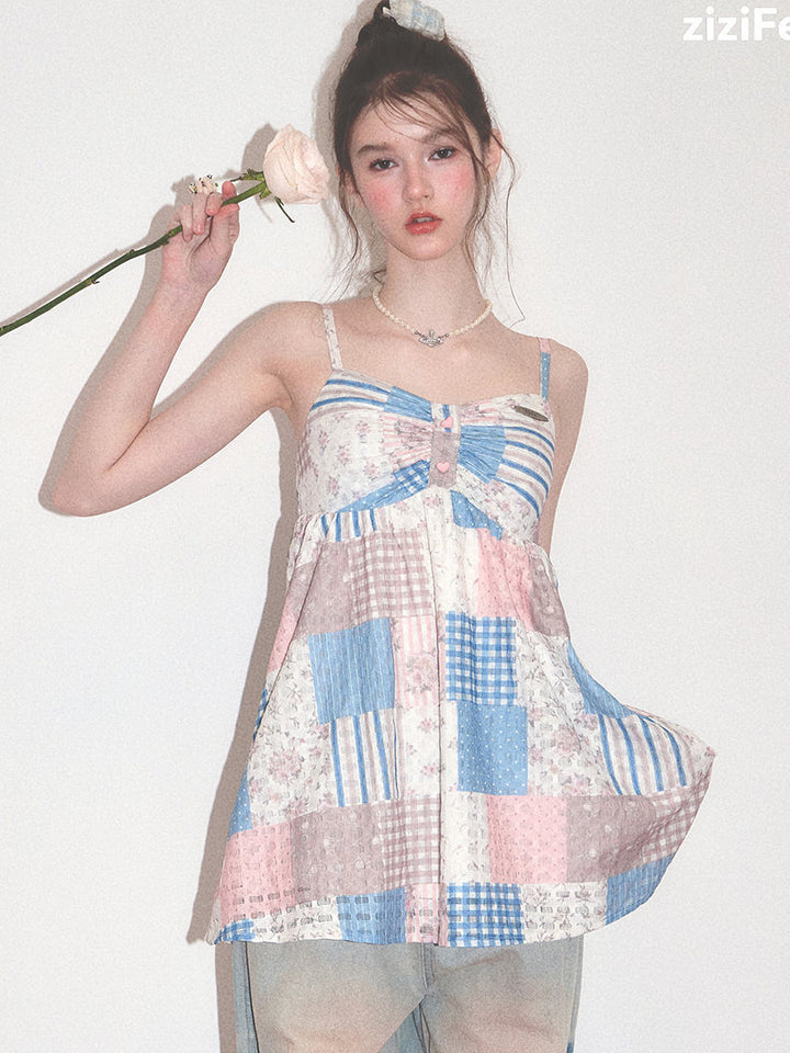 Romantic Patchwork Babydoll Cami Top
