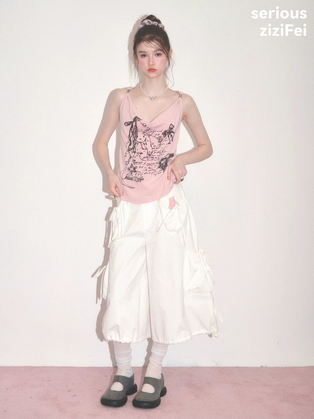 Y2K Bunny Graphic Twist-Strap Cami