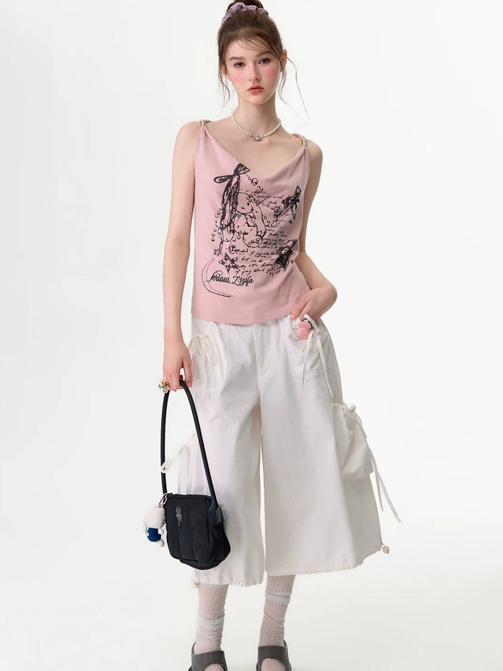 Y2K Bunny Graphic Twist-Strap Cami
